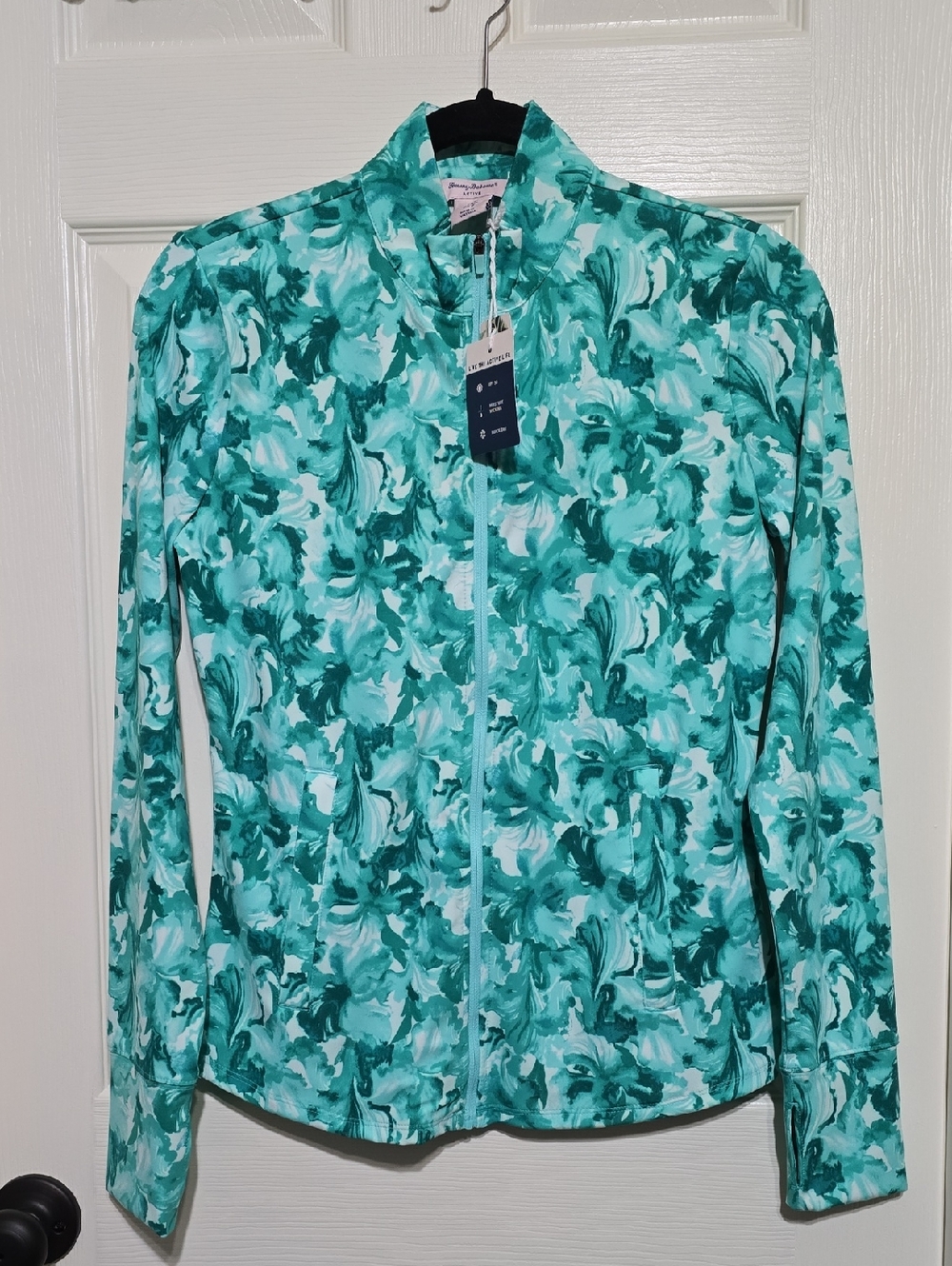 Tommy Bahama Lightweight Zip-Up Jacket in Green Marble Print